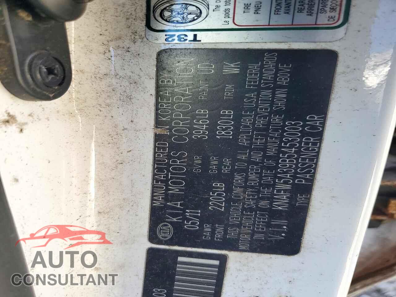 KIA FORTE 2011 - KNAFW5A39B5453003