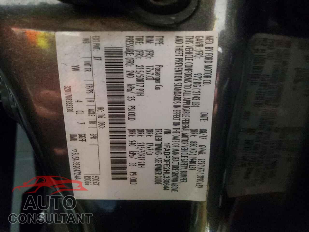 FORD FOCUS 2017 - 1FADP3FE2HL330644