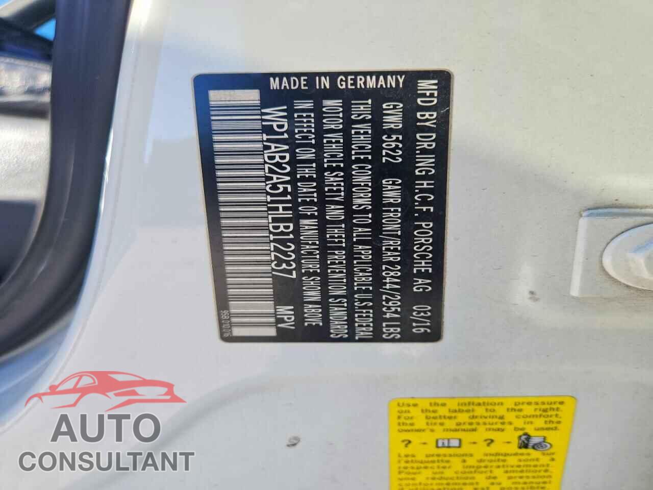 PORSCHE MACAN 2017 - WP1AB2A51HLB12237