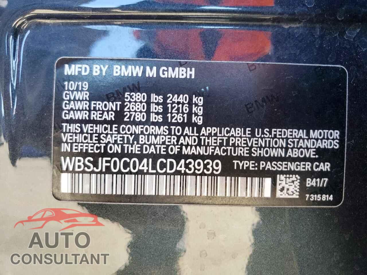 BMW M5 2020 - WBSJF0C04LCD43939
