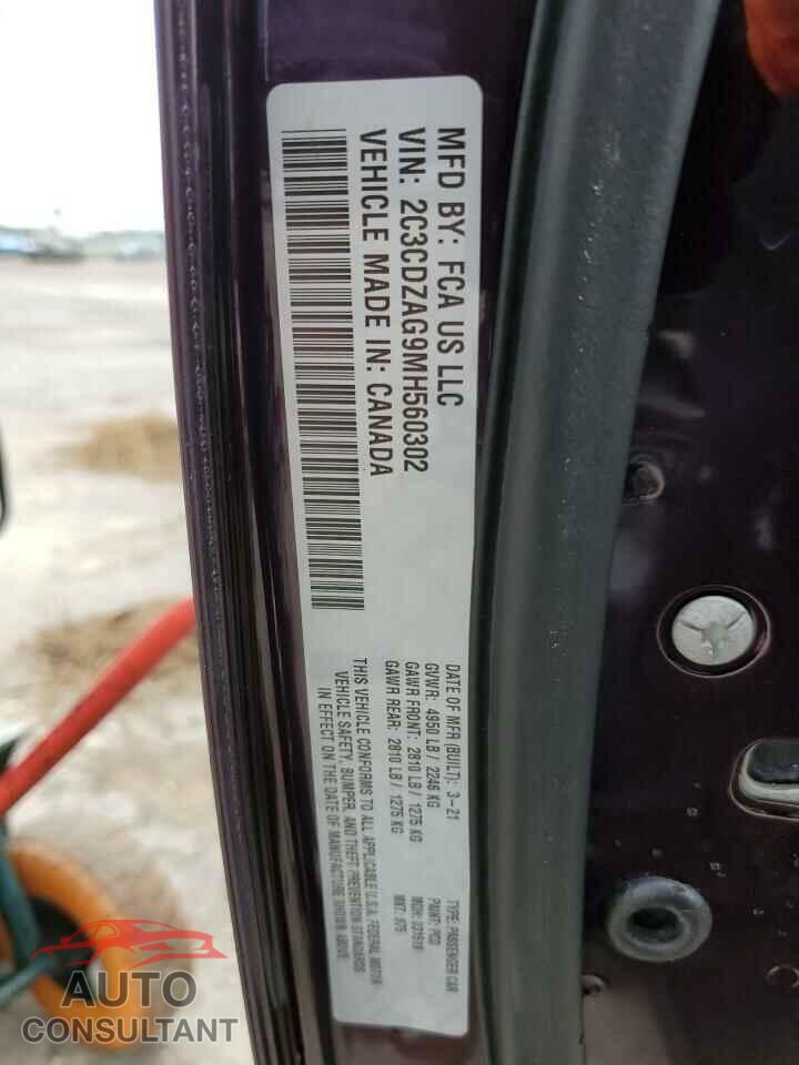 DODGE CHALLENGER 2021 - 2C3CDZAG9MH560302