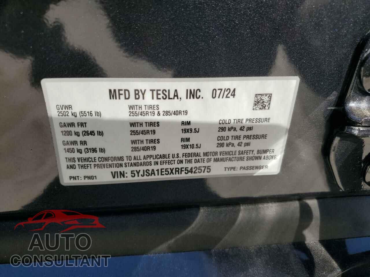 TESLA MODEL S 2024 - 5YJSA1E5XRF542575