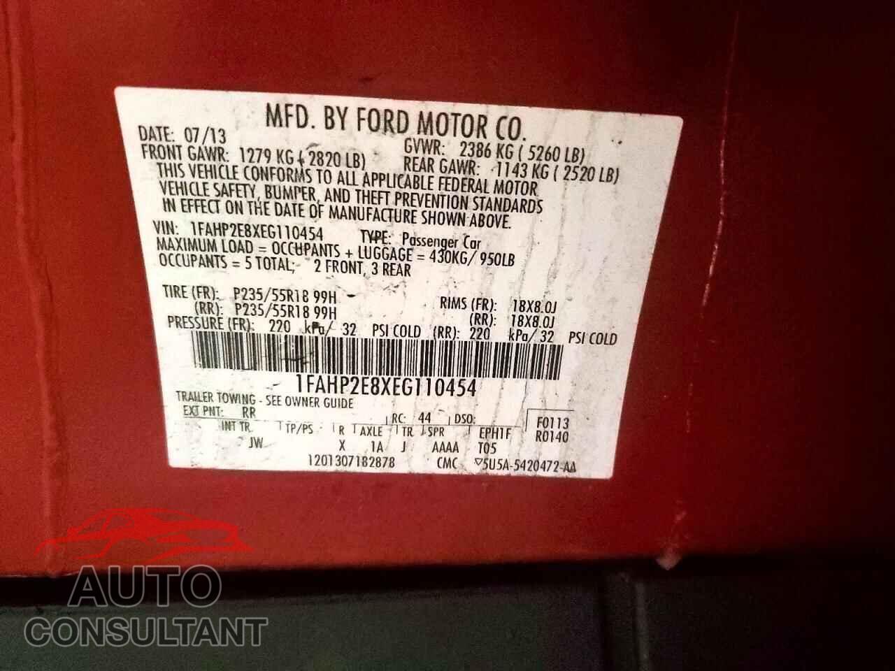 FORD TAURUS 2014 - 1FAHP2E8XEG110454