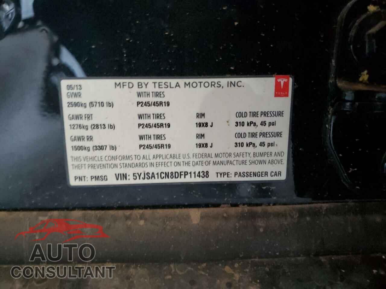TESLA MODEL S 2013 - 5YJSA1CN8DFP11438