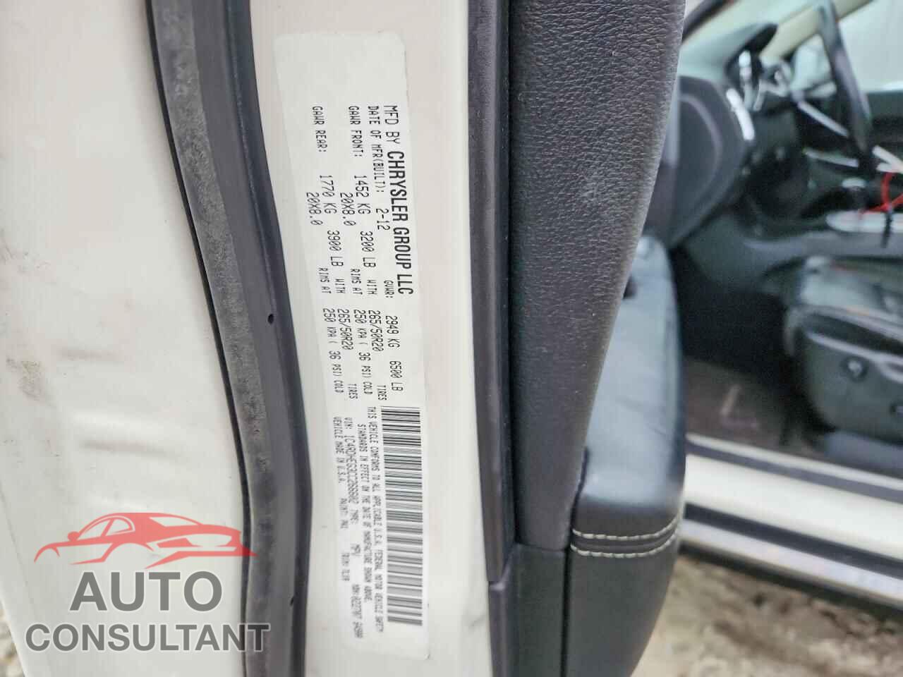 DODGE DURANGO 2012 - 1C4RDHEG3CC266602