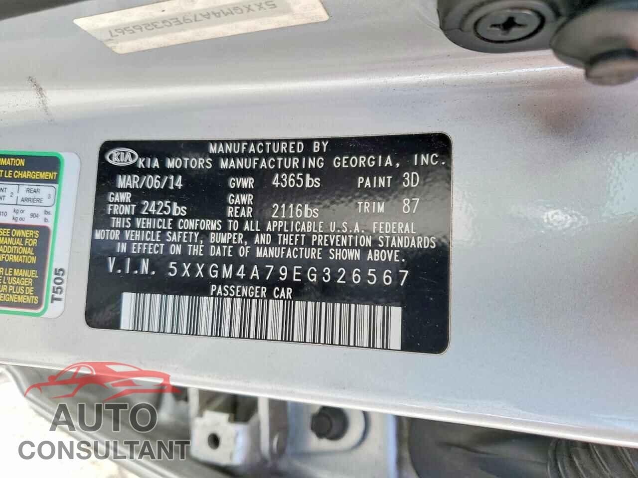KIA OPTIMA 2014 - 5XXGM4A79EG326567