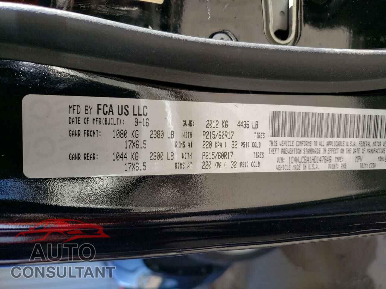 JEEP COMPASS 2017 - 1C4NJCBA1HD147846