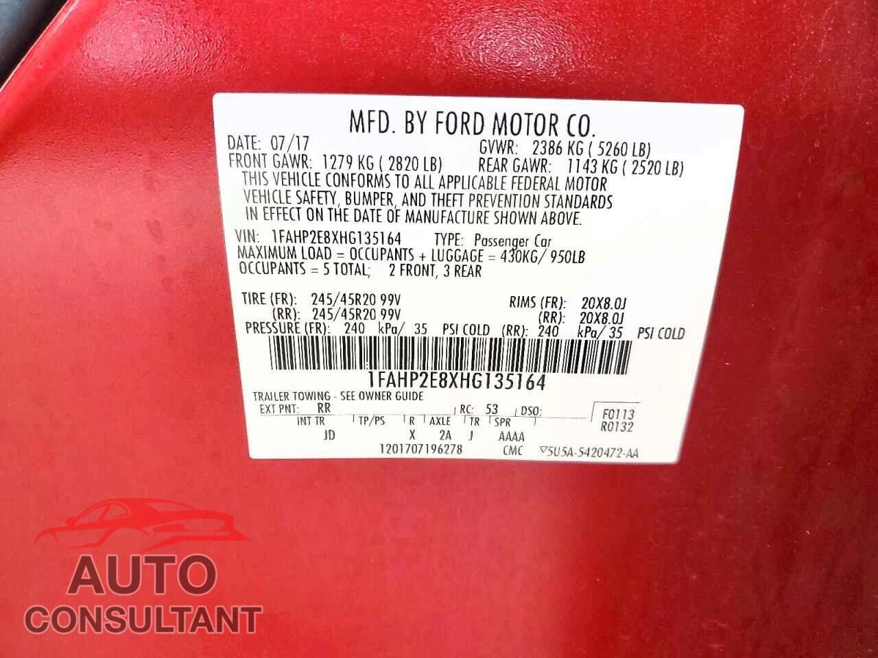 FORD TAURUS 2017 - 1FAHP2E8XHG135164