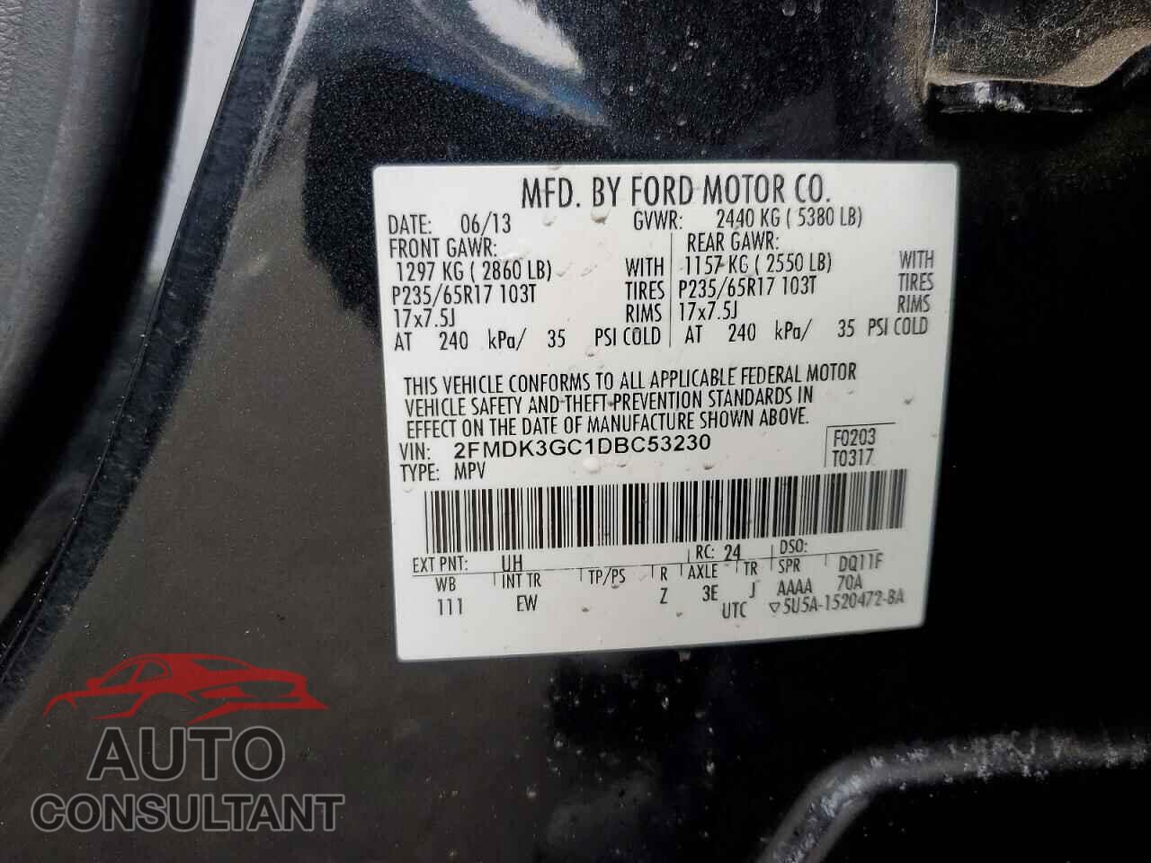 FORD EDGE 2013 - 2FMDK3GC1DBC53230