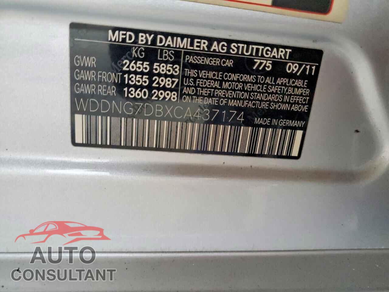 MERCEDES-BENZ S-CLASS 2012 - WDDNG7DBXCA437174
