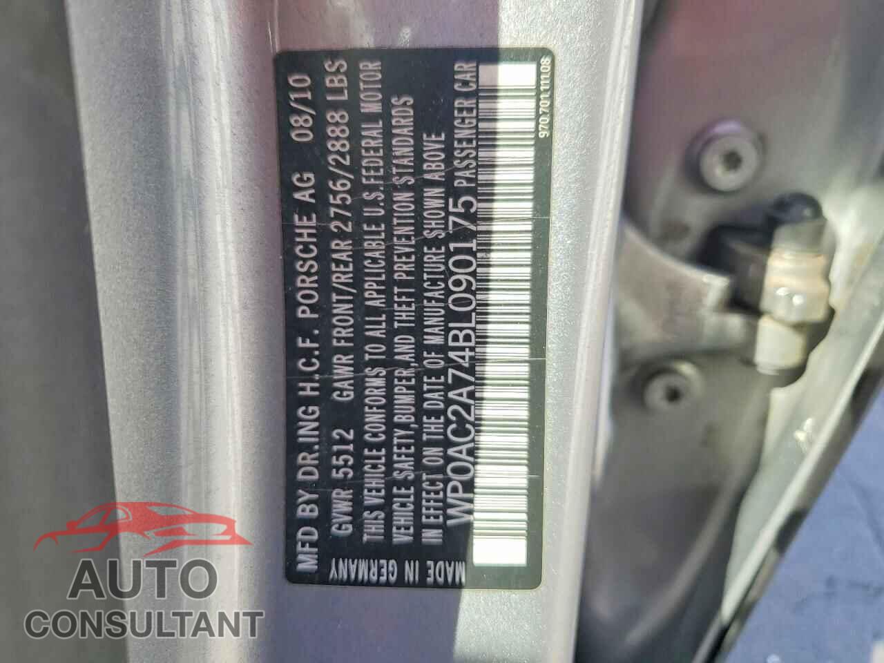 PORSCHE PANAMERA 2011 - WP0AC2A74BL090175