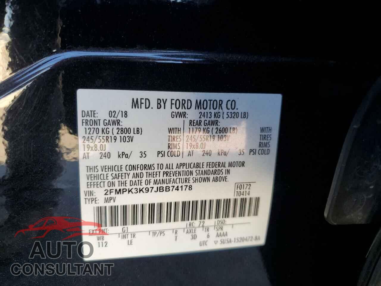 FORD EDGE 2018 - 2FMPK3K97JBB74178