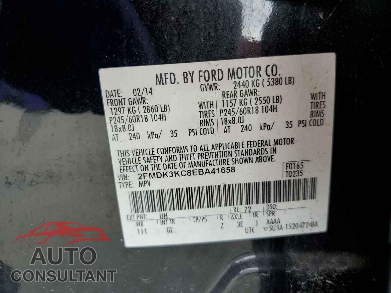 FORD EDGE 2014 - 2FMDK3KC8EBA41658