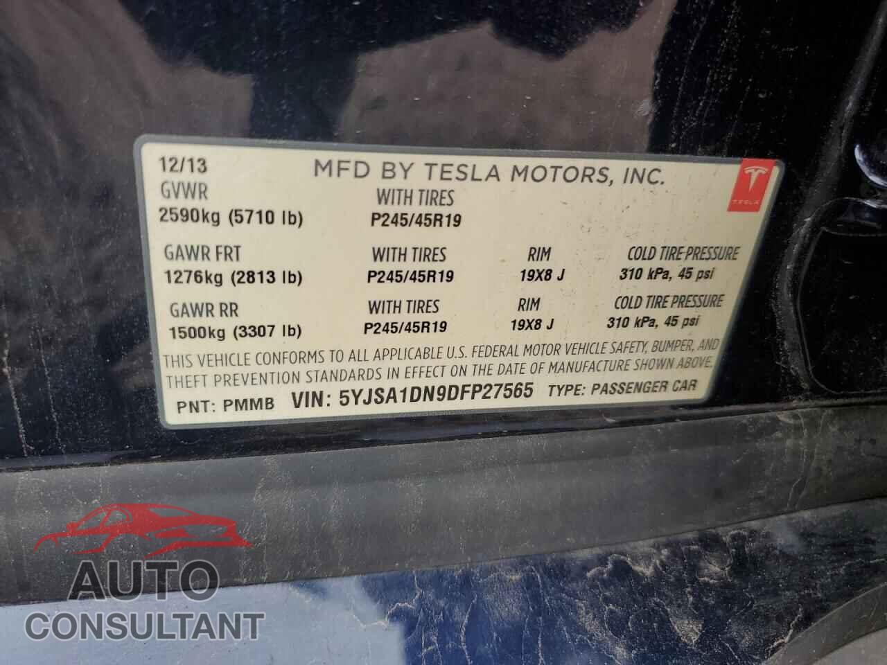 TESLA MODEL S 2013 - 5YJSA1DN9DFP27565