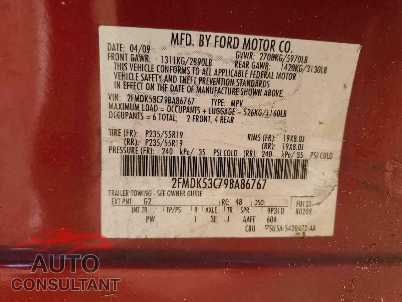 FORD FLEX 2009 - 2FMDK53C79BA86767