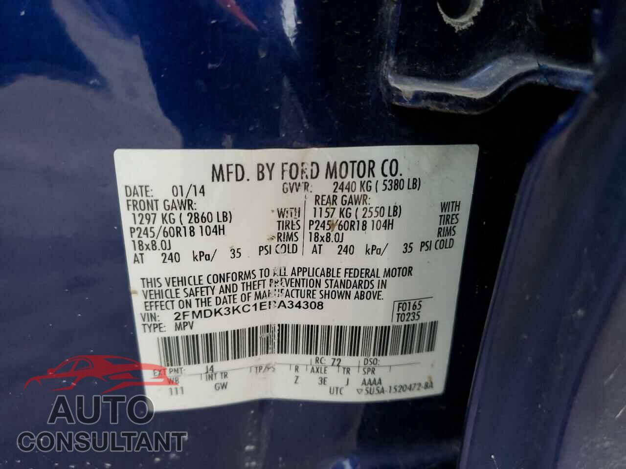 FORD EDGE 2014 - 2FMDK3KC1EBA34308