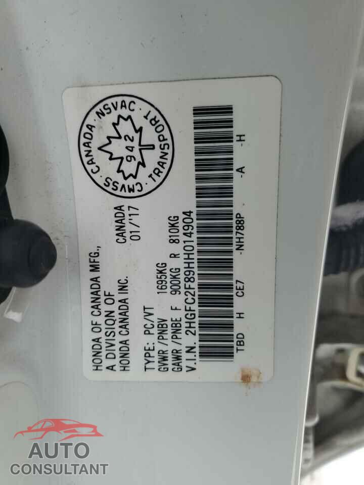 HONDA CIVIC 2017 - 2HGFC2F89HH014904