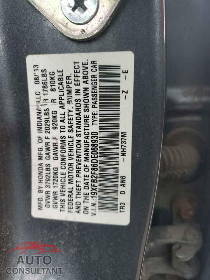 HONDA CIVIC 2013 - 19XFB2F86DE068930