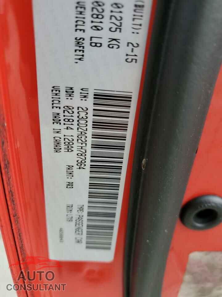 DODGE CHALLENGER 2015 - 2C3CDZAG2FH787964