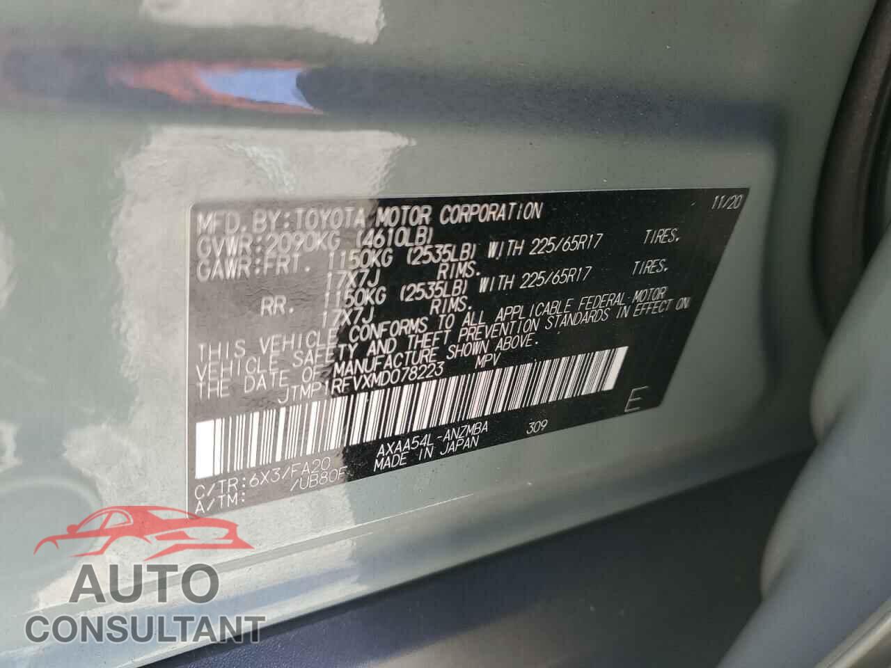 TOYOTA RAV4 2021 - JTMP1RFVXMD078223