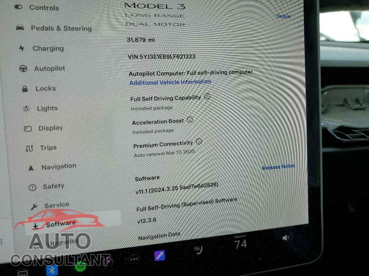 TESLA MODEL 3 2020 - 5YJ3E1EB9LF621323