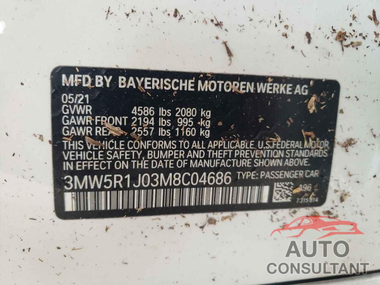 BMW 3 SERIES 2021 - 3MW5R1J03M8C04686