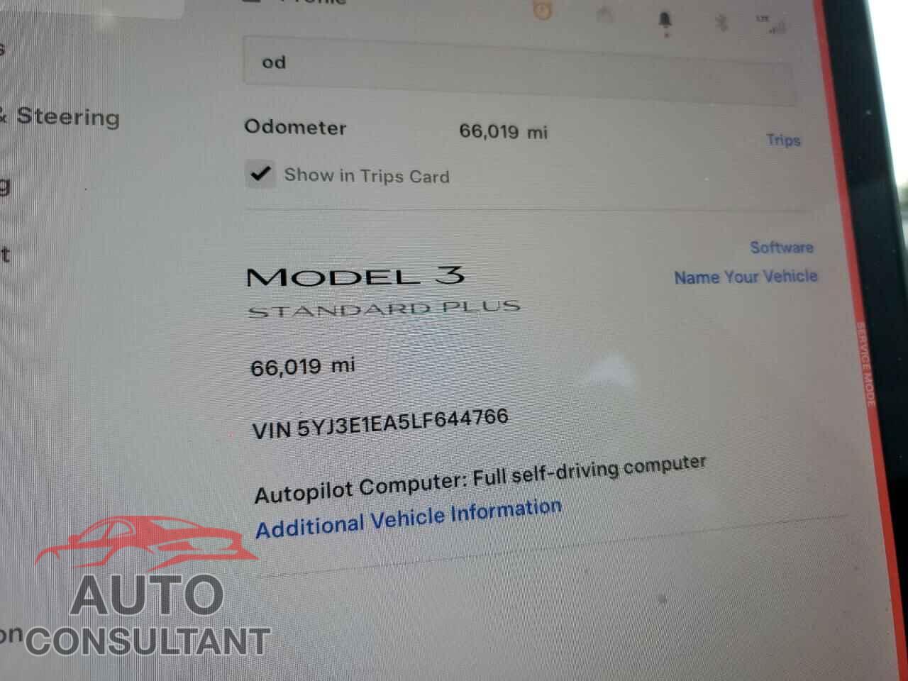 TESLA MODEL 3 2020 - 5YJ3E1EA5LF644766
