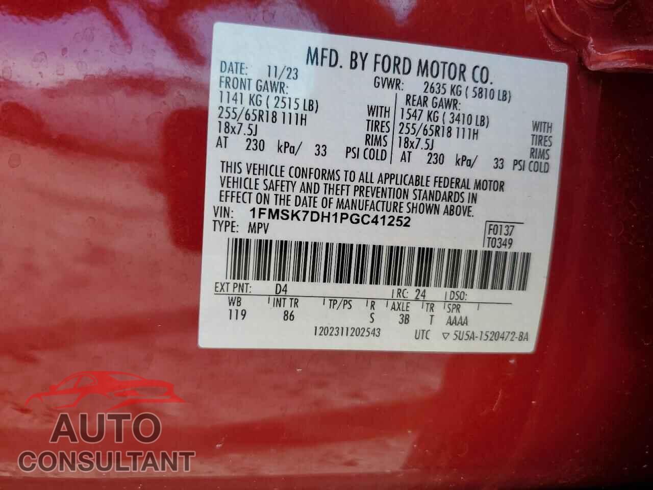 FORD EXPLORER 2023 - 1FMSK7DH1PGC41252