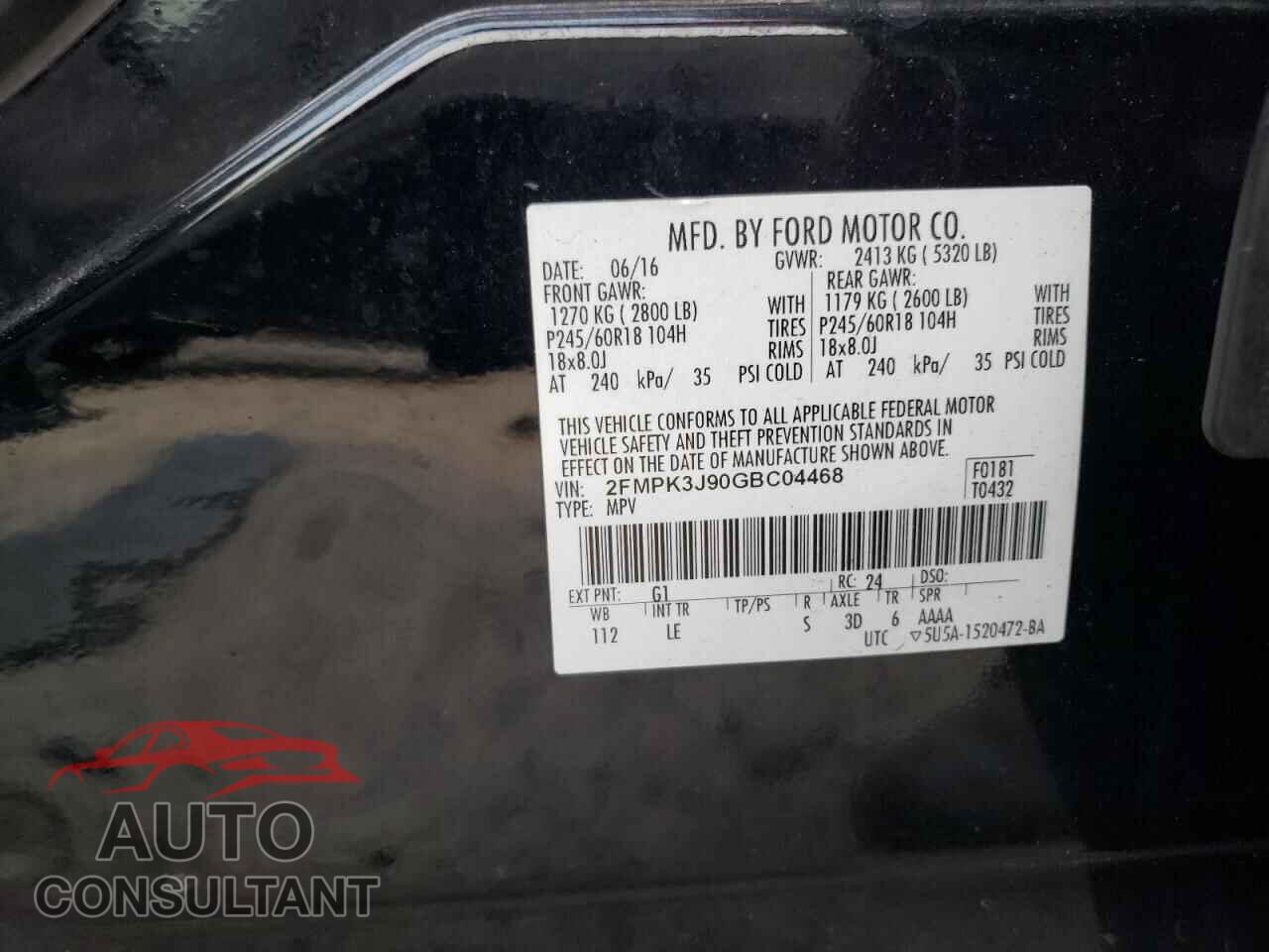 FORD EDGE 2016 - 2FMPK3J90GBC04468