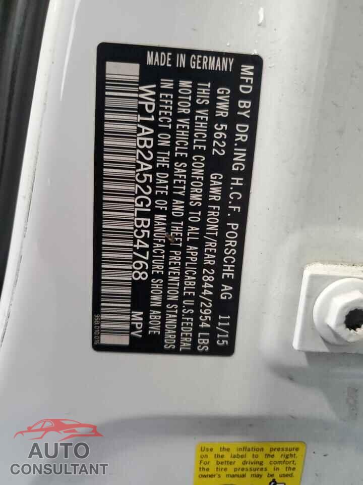 PORSCHE MACAN 2016 - WP1AB2A52GLB54768