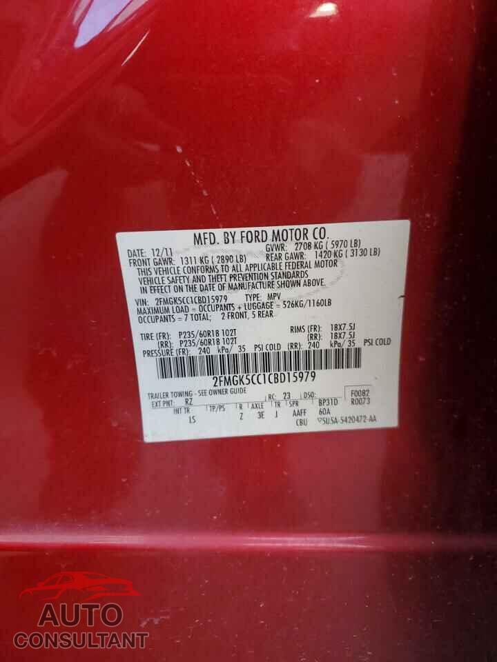 FORD FLEX 2012 - 2FMGK5CC1CBD15979