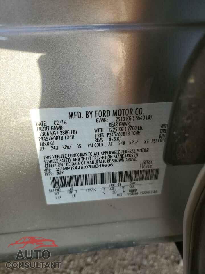 FORD EDGE 2016 - 2FMPK4J9XGBB18686