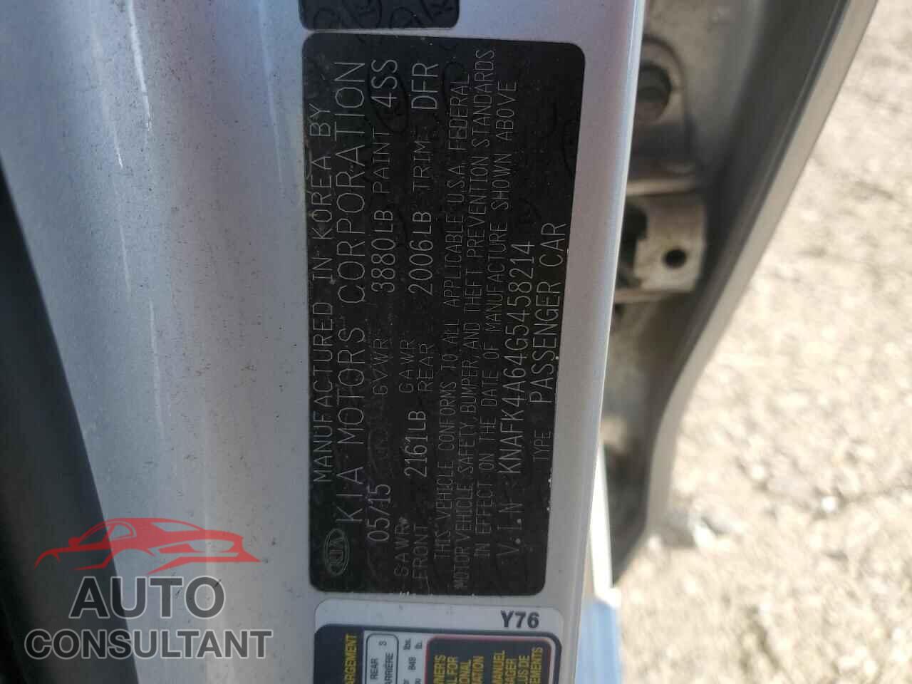 KIA FORTE 2016 - KNAFK4A64G5458214