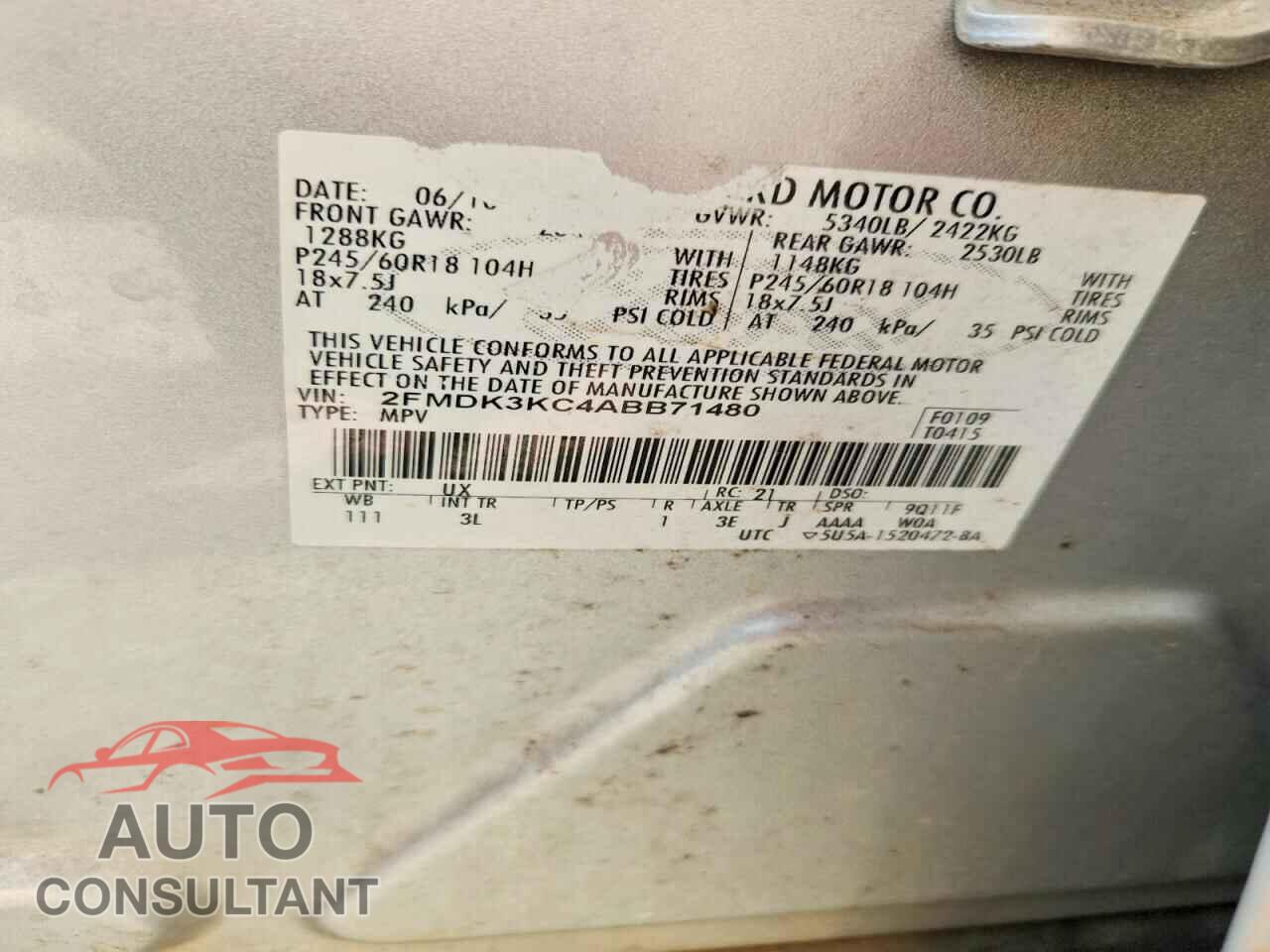 FORD EDGE 2010 - 2FMDK3KC4ABB71480