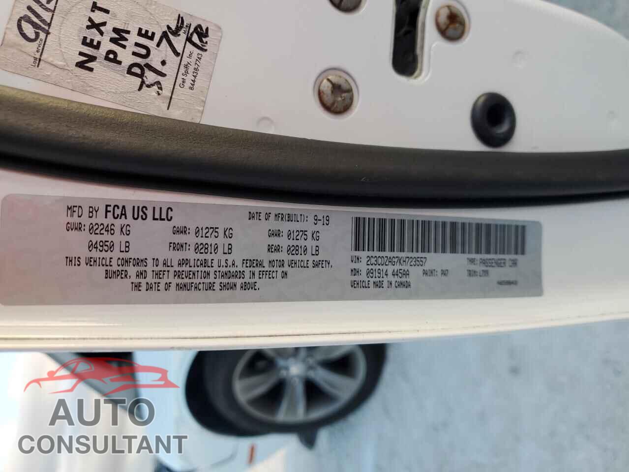 DODGE CHALLENGER 2019 - 2C3CDZAG7KH723557