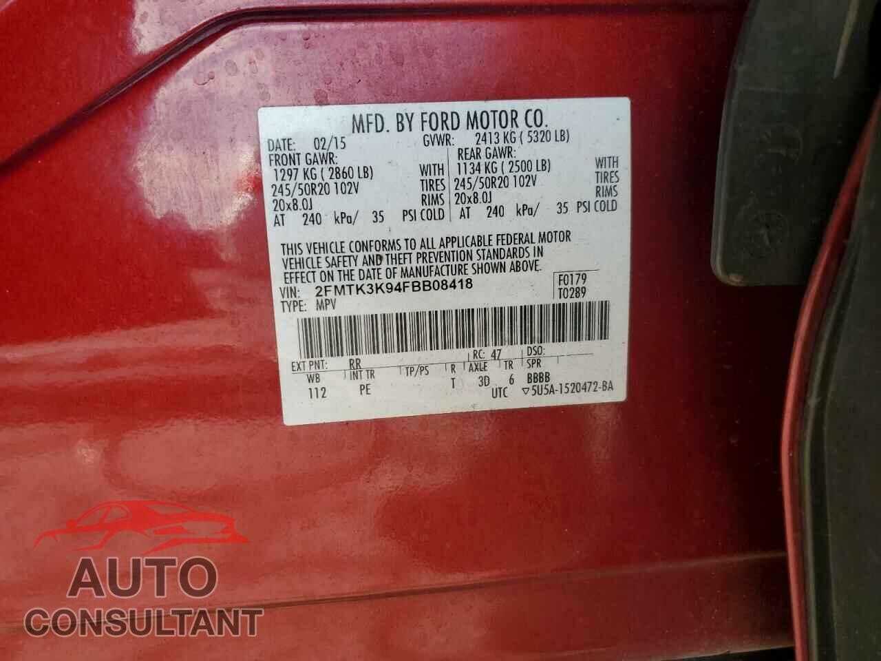 FORD EDGE 2015 - 2FMTK3K94FBB08418