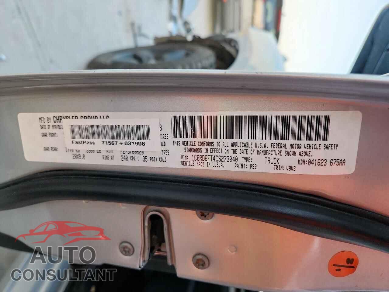 DODGE RAM 1500 2012 - 1C6RD6FT4CS273040