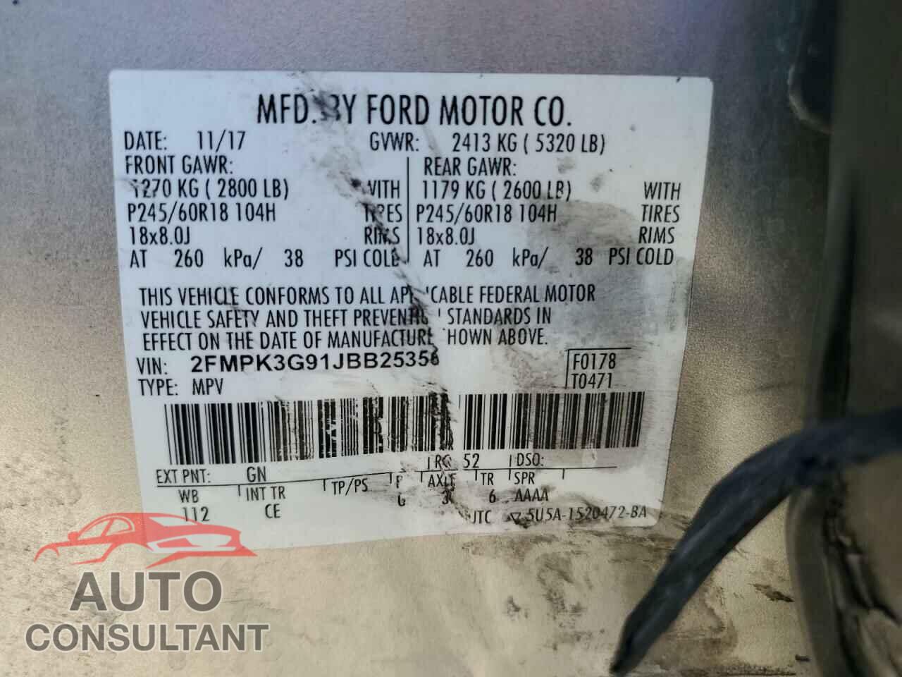 FORD EDGE 2018 - 2FMPK3G91JBB25356