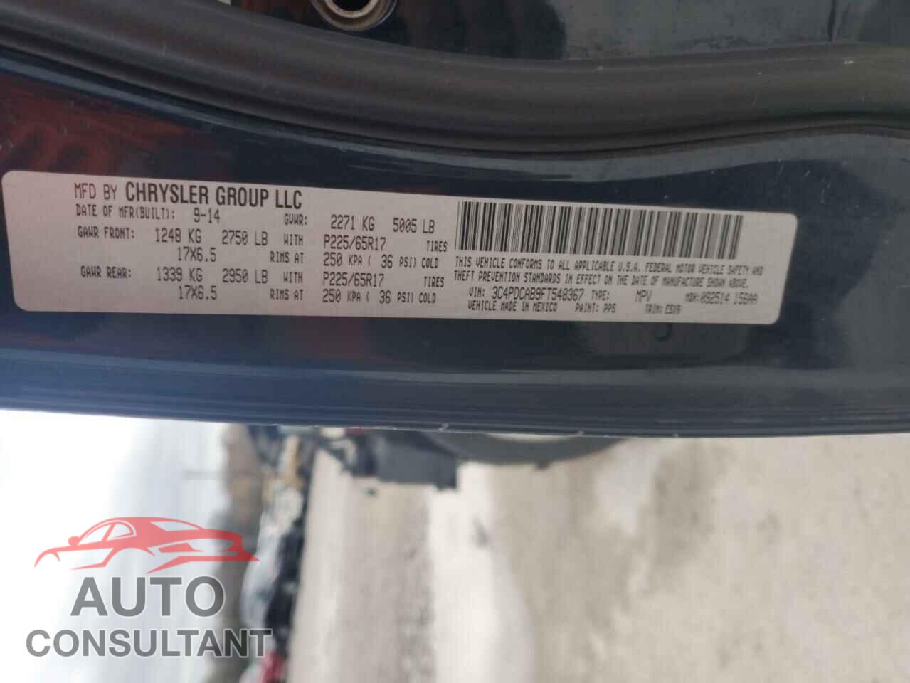DODGE JOURNEY 2015 - 3C4PDCAB9FT548367