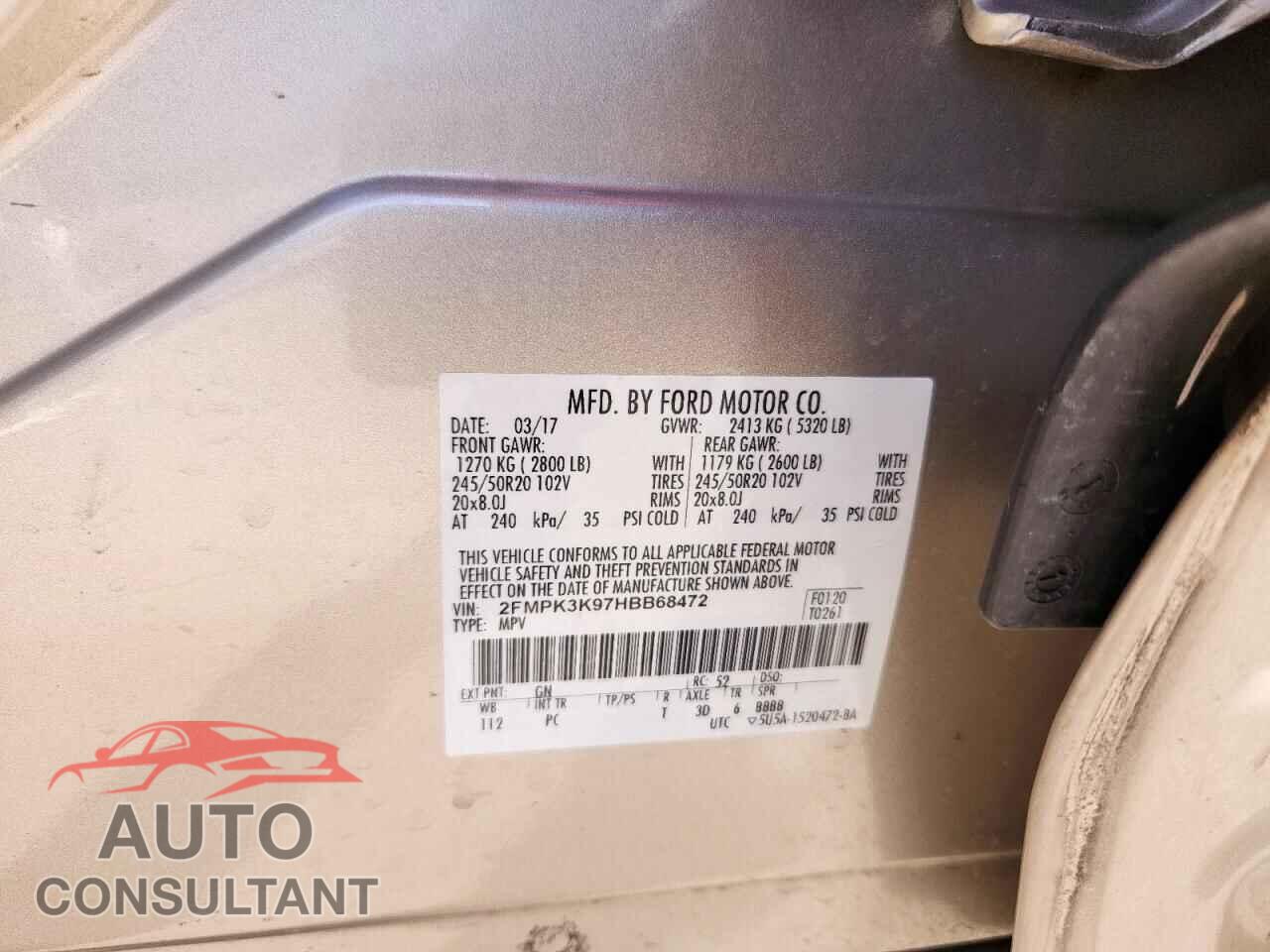 FORD EDGE 2017 - 2FMPK3K97HBB68472