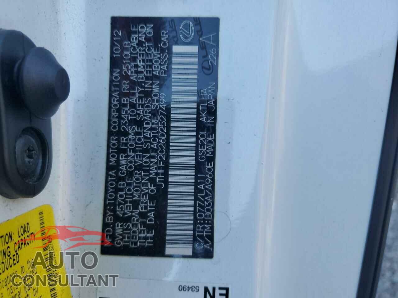 LEXUS IS 2013 - JTHFF2C26D2527499