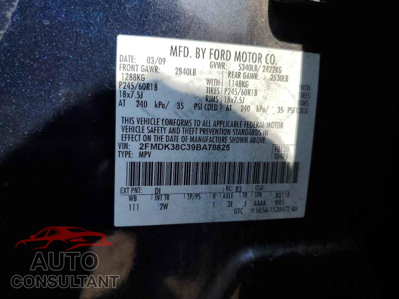 FORD EDGE 2009 - 2FMDK38C39BA78825