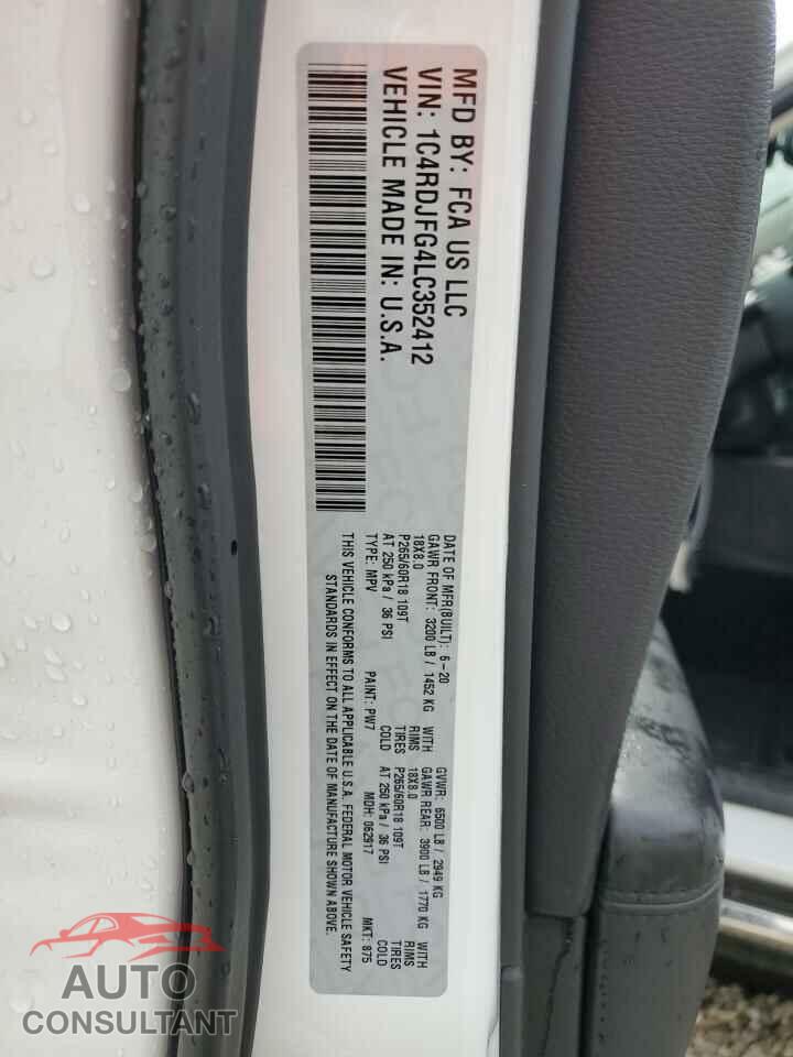 DODGE DURANGO 2020 - 1C4RDJFG4LC352412