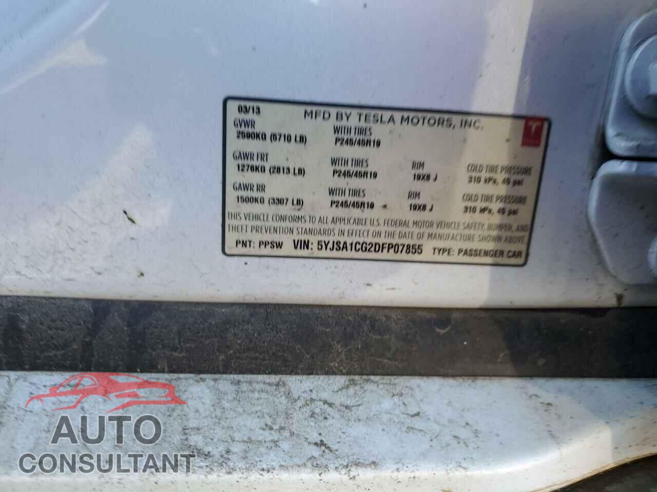 TESLA MODEL S 2013 - 5YJSA1CG2DFP07855