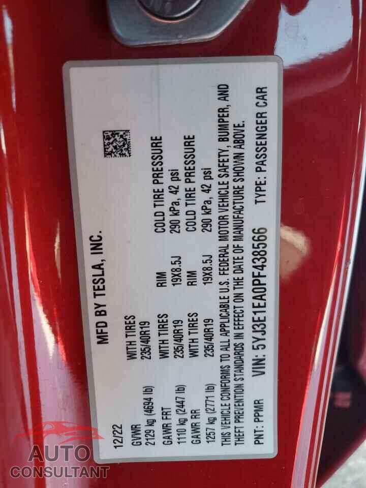 TESLA MODEL 3 2023 - 5YJ3E1EA0PF438566