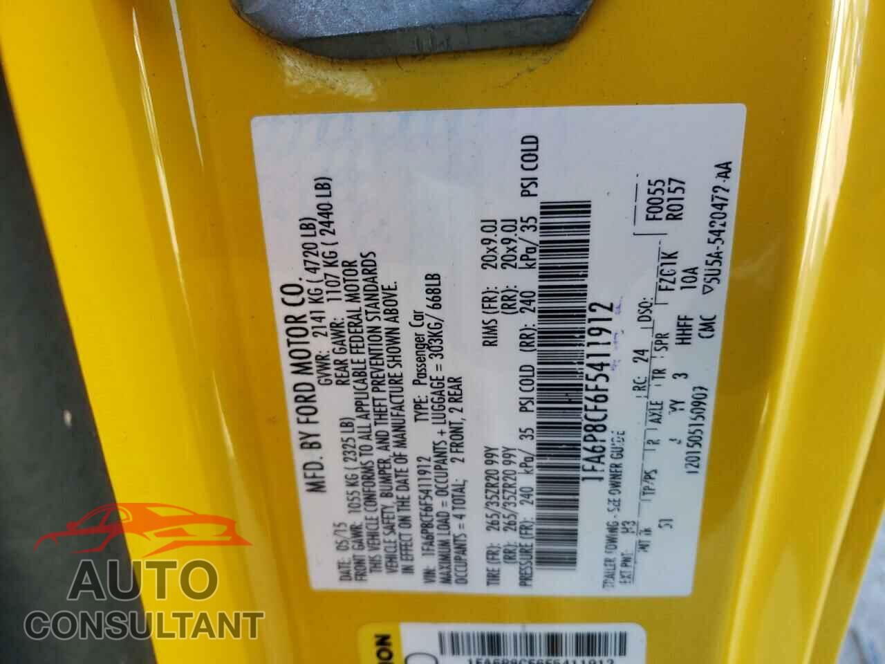 FORD MUSTANG 2015 - 1FA6P8CF6F5411912