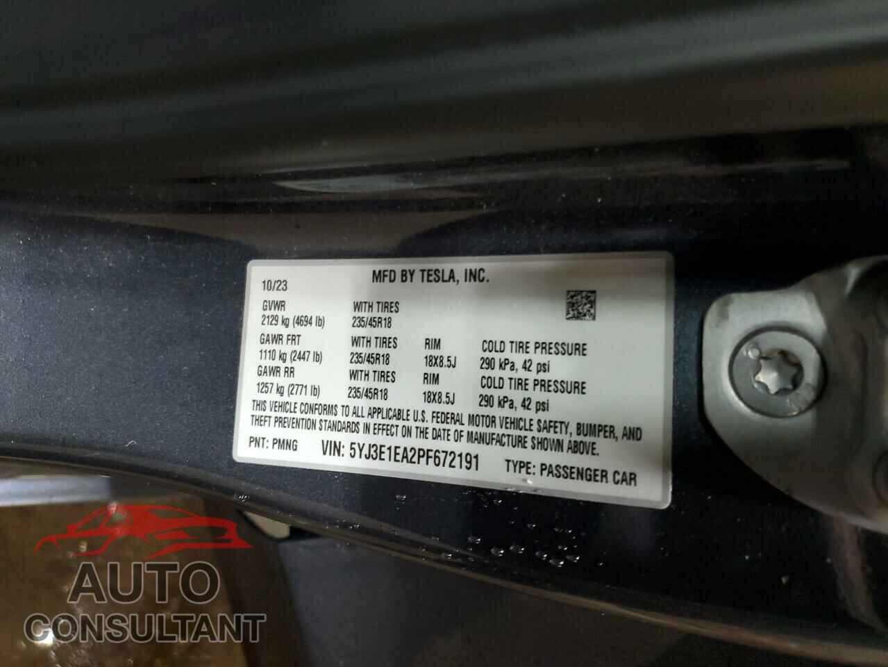 TESLA MODEL 3 2023 - 5YJ3E1EA2PF672191