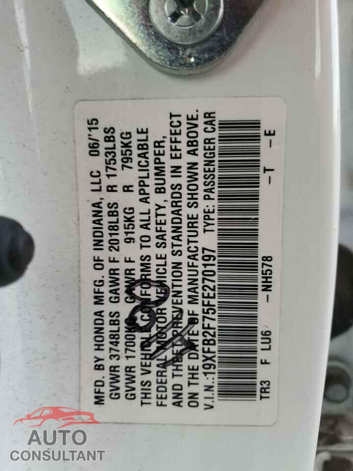 HONDA CIVIC 2015 - 19XFB2F75FE270197