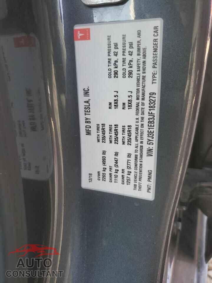 TESLA MODEL 3 2018 - 5YJ3E1EB3JF183279