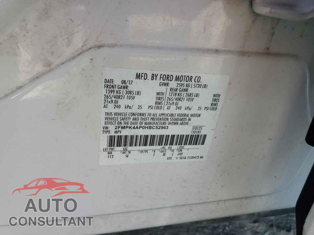 FORD EDGE 2017 - 2FMPK4AP0HBC52963